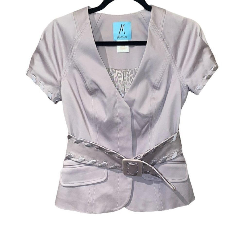 MARCIANO Short Sleeves Fitted Blazer Jacket with Belt Mauve Pastel Size 2